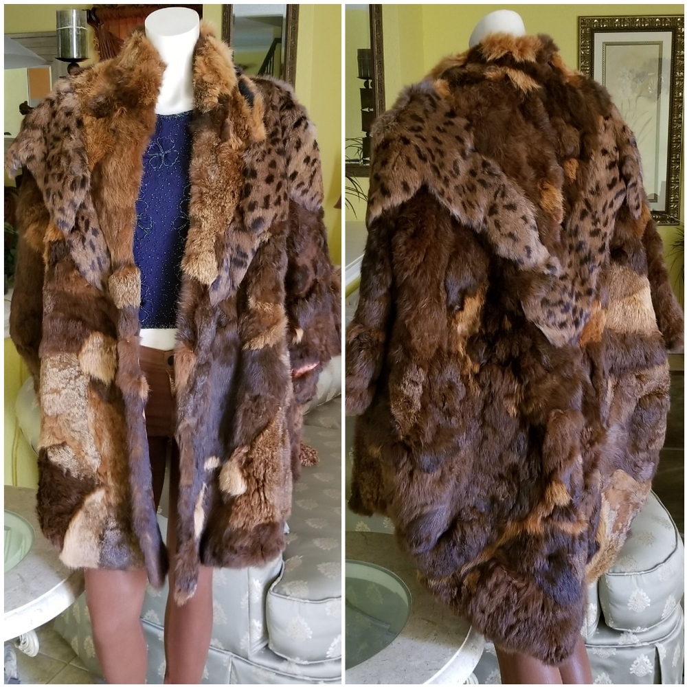 Winner's Circle vintage multi-color patchwork Fur coat Cape